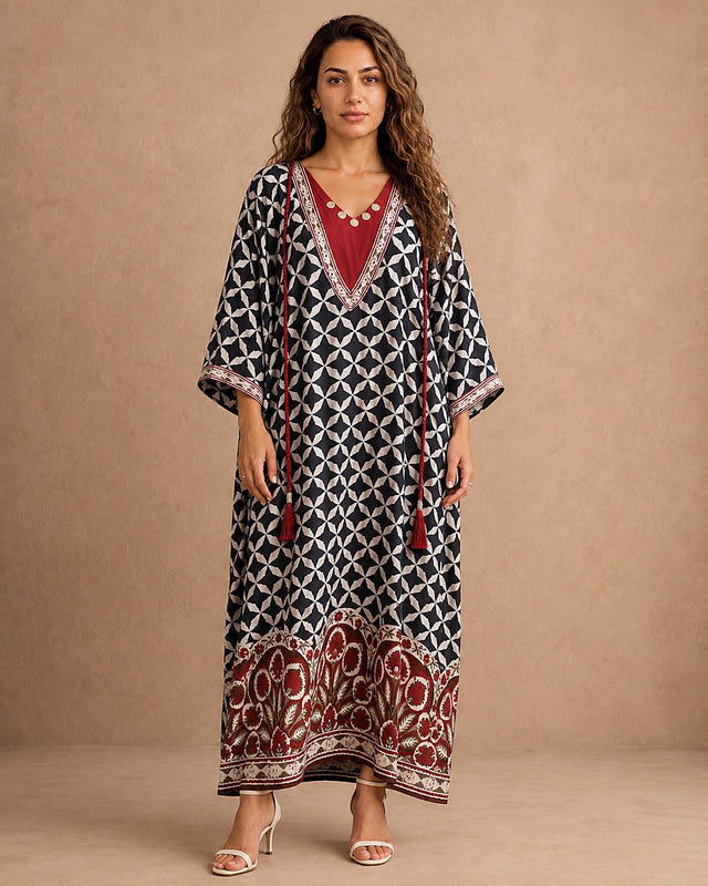 Noor Printed Kaftan Set - Kaftan - Mizyana