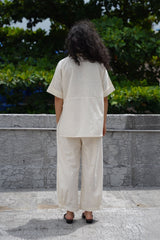 Oatmeal Ekin Shirt & Hera Cotton Co-Ord Set (2 PCS) - Two-Piece Set - Mizyana