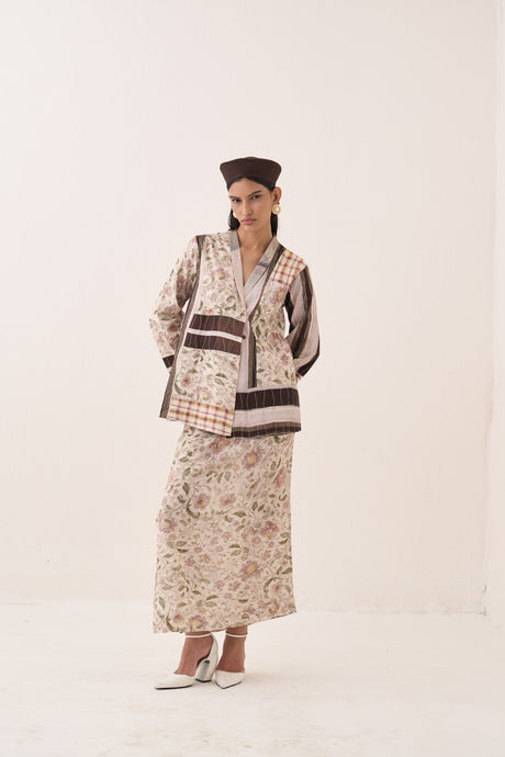OFR 10 Patchwork Jacket Set three quarter view with hand on hip