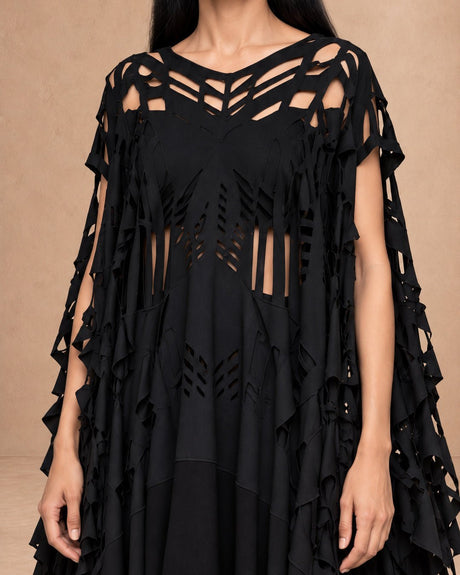 Okda Flexible Black Cut-Out Viscose Dress - Dress - Mizyana