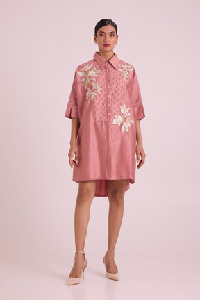 Old Rose Mimi - Framed Shirt Dress - Shirt Dress - Mizyana