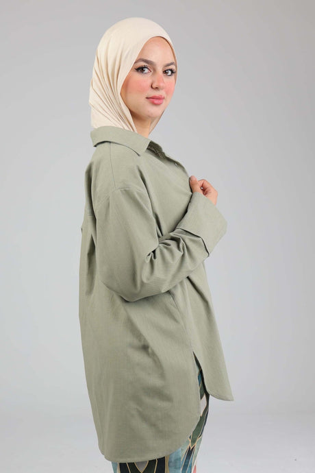 Olive Linen Shirt - Shirt - Mizyana