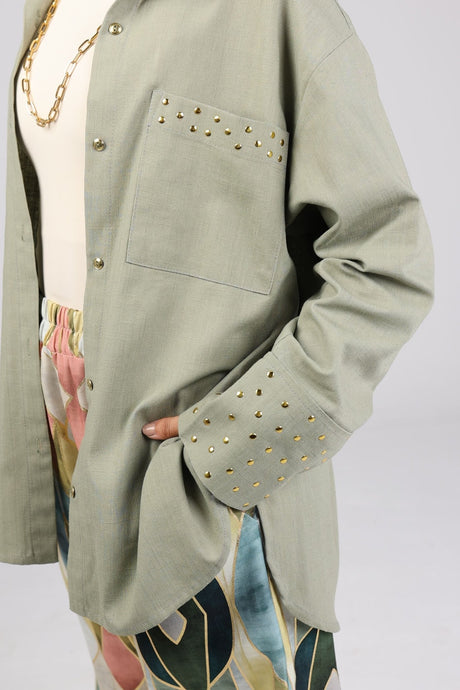 Olive Linen Shirt - Shirt - Mizyana