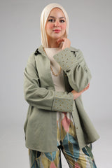 Olive Linen Shirt - Shirt - Mizyana