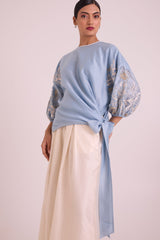 Ooty - Tie-up Top + Pants - Two-Piece Set - Mizyana