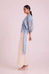 Ooty - Tie-up Top + Pants - Two-Piece Set - Mizyana