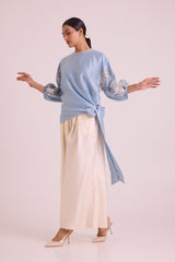 Ooty - Tie-up Top + Pants - Two-Piece Set - Mizyana