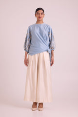 Ooty - Tie-up Top + Pants - Two-Piece Set - Mizyana