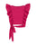 Overlap Cotton Top by MATI in hot pink with ruffle trim and wrap tie, flat front view