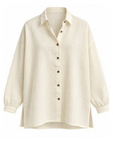 Oversized Handwoven Linen Shirt with Narrow Cuffs - Shirt - Mizyana