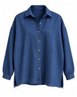 Oversized Handwoven Linen Shirt with Narrow Cuffs - Shirt - Mizyana