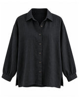 Oversized Handwoven Linen Shirt with Narrow Cuffs - Shirt - Mizyana