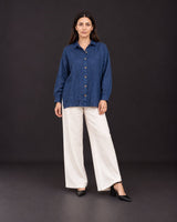 Oversized Handwoven Linen Shirt with Narrow Cuffs - Shirt - Mizyana