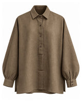 Oversized Handwoven Linen Shirt with Narrow Cuffs - Shirt - Mizyana