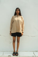 Parallel Beige Oversized Shirt - Shirt - Mizyana
