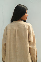 Parallel Beige Oversized Shirt - Shirt - Mizyana