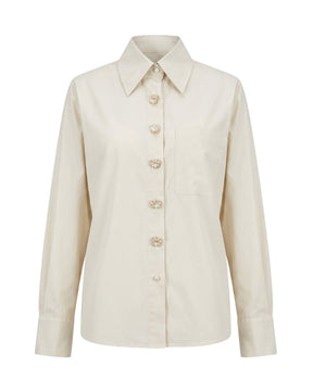 Pearl Flower Buttoned Cotton Shirt - Shirt - Mizyana
