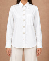Pearl Flower Buttoned Cotton Shirt - Shirt - Mizyana