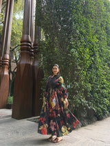 Petalia Dress in Sol Garden print (Midnight Black) - Dress - Mizyana