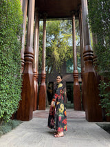 Petalia Dress in Sol Garden print (Midnight Black) - Dress - Mizyana