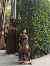 Petalia Dress in Sol Garden print (Midnight Black) - Dress - Mizyana