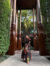 Petalia Dress in Sol Garden print (Midnight Black) - Dress - Mizyana
