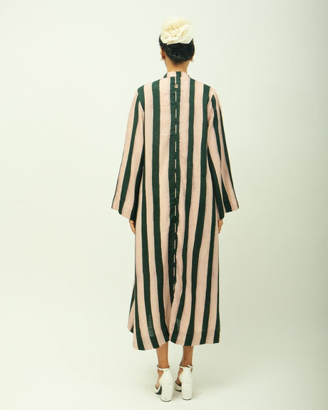 PG A-Line Dress back view showing the button back and long sleeves