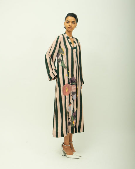 PG A-Line Dress three quarter view showing the painted flowers