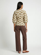 Pia Beige Poppy Cotton Top - Shirt - Mizyana