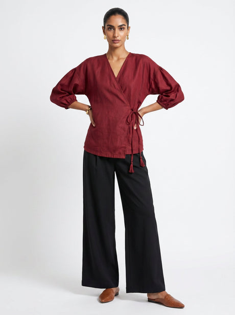 Pia Red Chanderi Top - Shirt - Mizyana