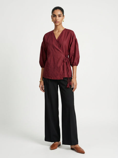 Pia Red Chanderi Top - Shirt - Mizyana