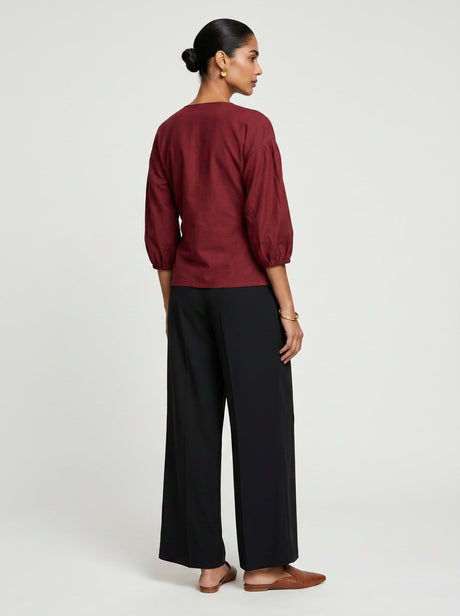 Pia Red Chanderi Top - Shirt - Mizyana