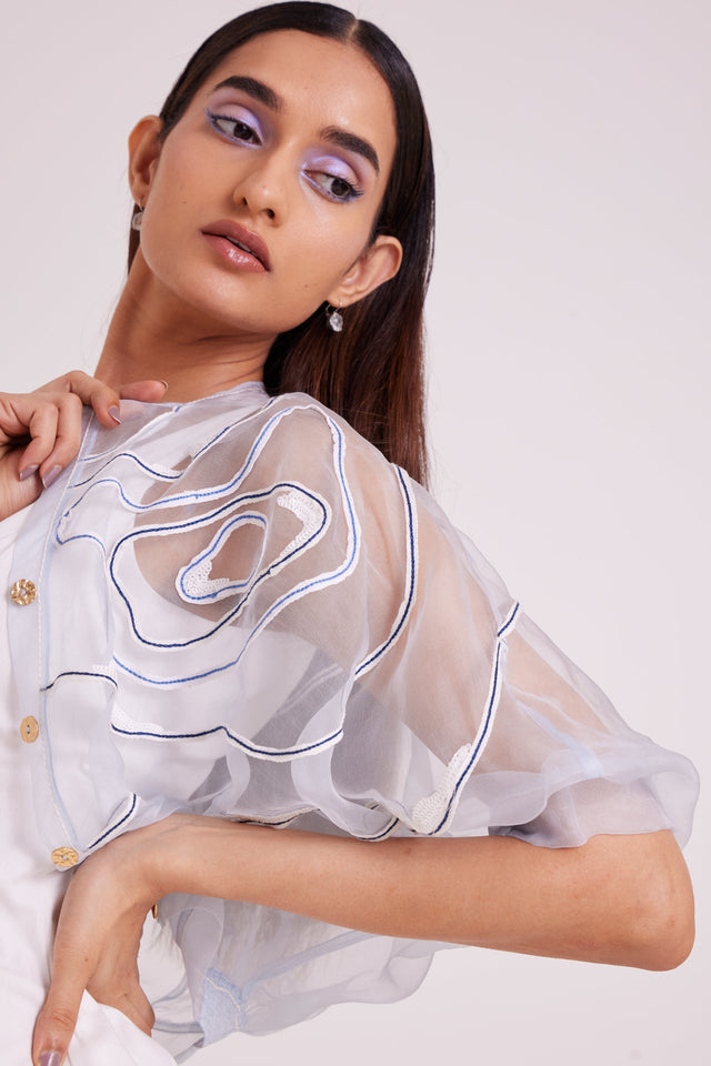 Picabo - Lite Denim Short Dress & Misty Bolero - Two-Piece Set - Mizyana