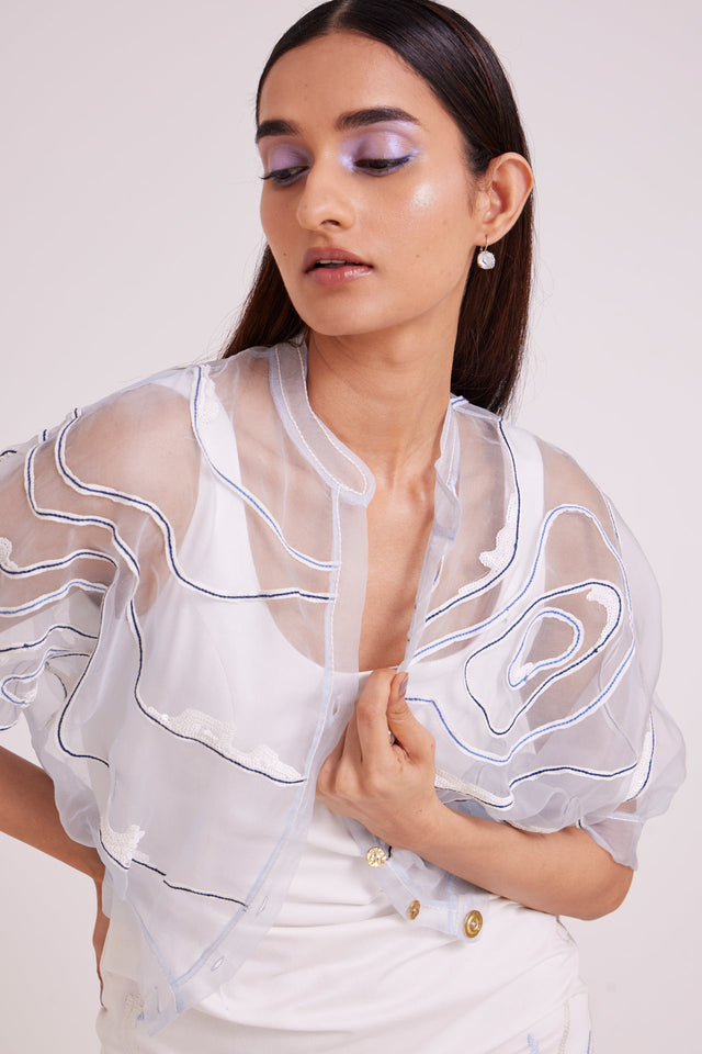 Picabo - Lite Denim Short Dress & Misty Bolero - Two-Piece Set - Mizyana