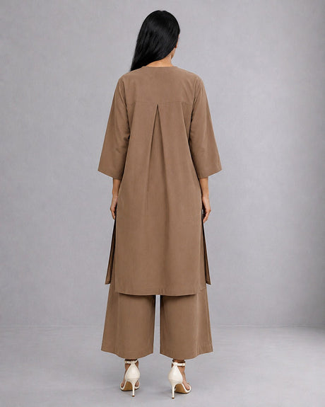 Placket Cotton Tunic Set - Two-Piece Set - Mizyana