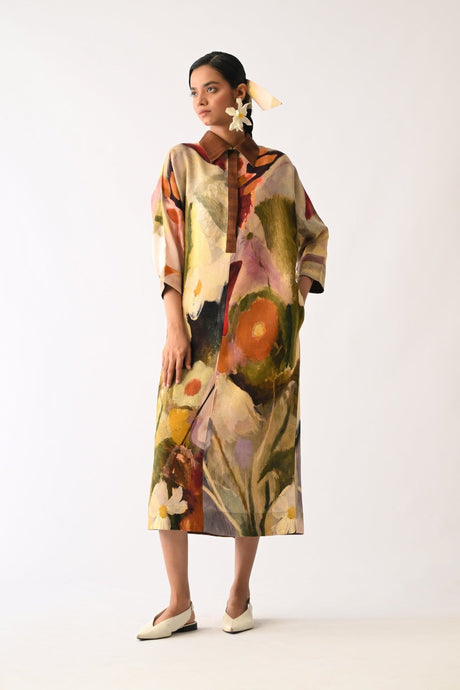Pollen MH Dress three quarter view with hand in hidden pocket