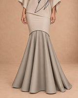 Porin Champagne Petal Detail Viscose Blouse and Skirt Two-Piece Set - Two-Piece Set - Mizyana