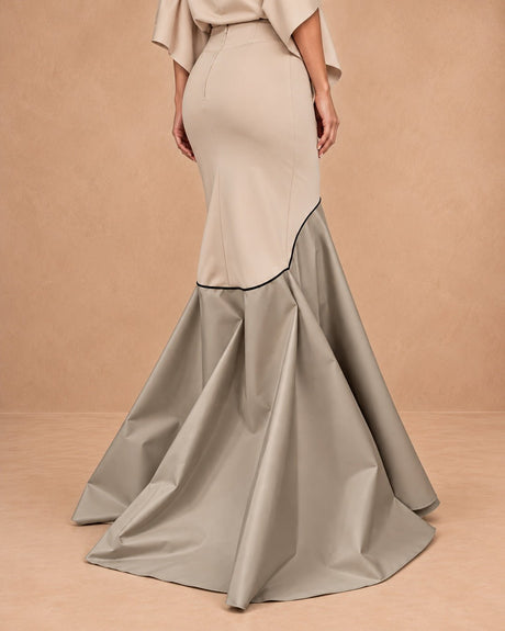 Porin Champagne Petal Detail Viscose Blouse and Skirt Two-Piece Set - Two-Piece Set - Mizyana