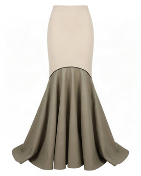Porin Champagne Petal Detail Viscose Blouse and Skirt Two-Piece Set - Two-Piece Set - Mizyana