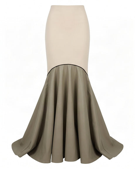 Porin Champagne Petal Detail Viscose Blouse and Skirt Two-Piece Set - Two-Piece Set - Mizyana