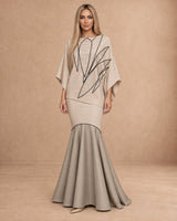 Porin Champagne Petal Detail Viscose Blouse and Skirt Two-Piece Set - Two-Piece Set - Mizyana