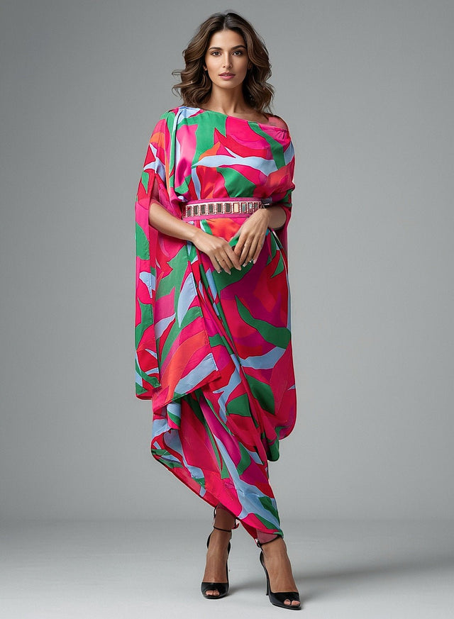 Print drape dress - Dress - Mizyana