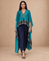 Printed Cape Top & Drape Skirt - Two-Piece Set - Mizyana