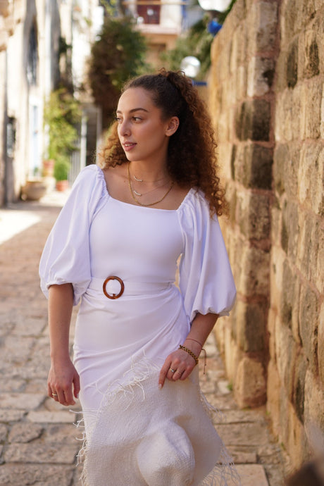 Rachelle swim set with real wrap skirt - White (Final Sale) - Swim Set - Mizyana