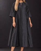 Raven Black Mulberry Silk Organza Midi Dress - Dress - Mizyana
