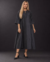 Raven Black Mulberry Silk Organza Midi Dress - Dress - Mizyana