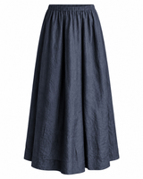 Raven Charcoal Gathered Handwoven Silk Skirt - Skirt - Mizyana