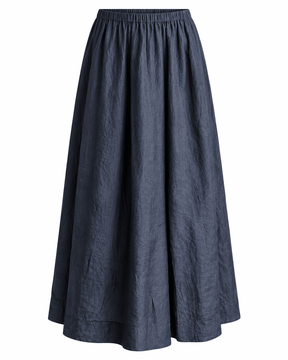 Raven Charcoal Gathered Handwoven Silk Skirt - Skirt - Mizyana