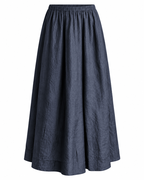 Raven Charcoal Gathered Handwoven Silk Skirt - Skirt - Mizyana
