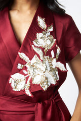 Ravena - Floral Broach Long Wrap Dress - Dress - Mizyana